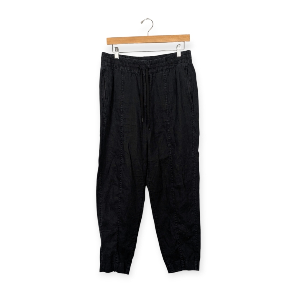 Athleta Black Linen Retreat Pull-On Relaxed Fit Pants Size M